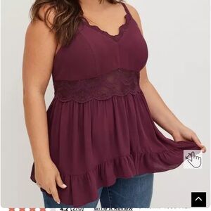 Torrid burgundy lace cami